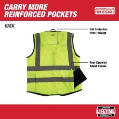 Milwaukee Performance 4X-Large/5X-Large Yellow Class-2-High Visibility Safety Vest with 15-Pockets -Safety Equipment Sales milwaukee safety vests 48 73 5044 1d 1000
