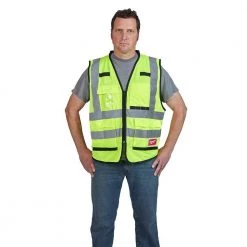 Milwaukee Performance 4X-Large/5X-Large Yellow Class-2-High Visibility Safety Vest with 15-Pockets -Safety Equipment Sales milwaukee safety vests 48 73 5044 77 1000