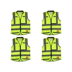 Milwaukee Performance 4X-Large/5X-Large Yellow Class 2-High Visibility Safety Vest with 15-Pockets (4-Pack)