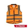 Milwaukee Performance Large/X-Large Orange Class 2-High Visibility Safety Vest with 15 Pockets (4-Pack)