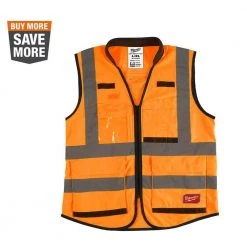 Milwaukee Performance 2X- Large/3X-Large Orange Class 2-High Visibility Safety Vest with 15 Pockets