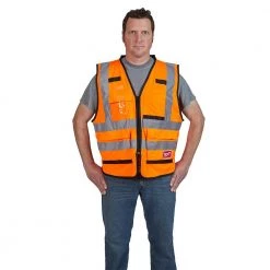 Milwaukee Performance 2X- Large/3X-Large Orange Class 2-High Visibility Safety Vest with 15 Pockets (12-Pack) -Safety Equipment Sales milwaukee safety vests 48 73 5053x12 1d 1000