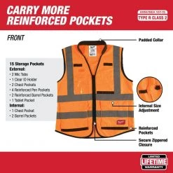 Milwaukee Performance 4X-Large/5X-Large Orange Class 2-High Visibility Safety Vest with 15-Pockets -Safety Equipment Sales milwaukee safety vests 48 73 5054 a0 1000