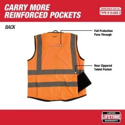 Milwaukee Performance 4X-Large/5X-Large Orange Class 2-High Visibility Safety Vest with 15-Pockets (12-Pack) -Safety Equipment Sales milwaukee safety vests 48 73 5054x12 40 1000