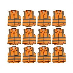 Milwaukee Performance 4X-Large/5X-Large Orange Class 2-High Visibility Safety Vest with 15-Pockets (12-Pack)