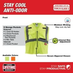 Milwaukee Small/Medium Yellow Class 2 Mesh High Visibility Safety Vest with 9-Pockets -Safety Equipment Sales milwaukee safety vests 48 73 5111 a0 1000