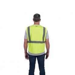 Milwaukee Large/X-Large Yellow Class 2 Mesh High Visibility Safety Vest with 9-Pockets -Safety Equipment Sales milwaukee safety vests 48 73 5112 44 1000