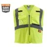 Milwaukee 2X-Large/3X-Large Yellow Class-2 Polyester Mesh High Visibility Safety Vest with 9-Pockets