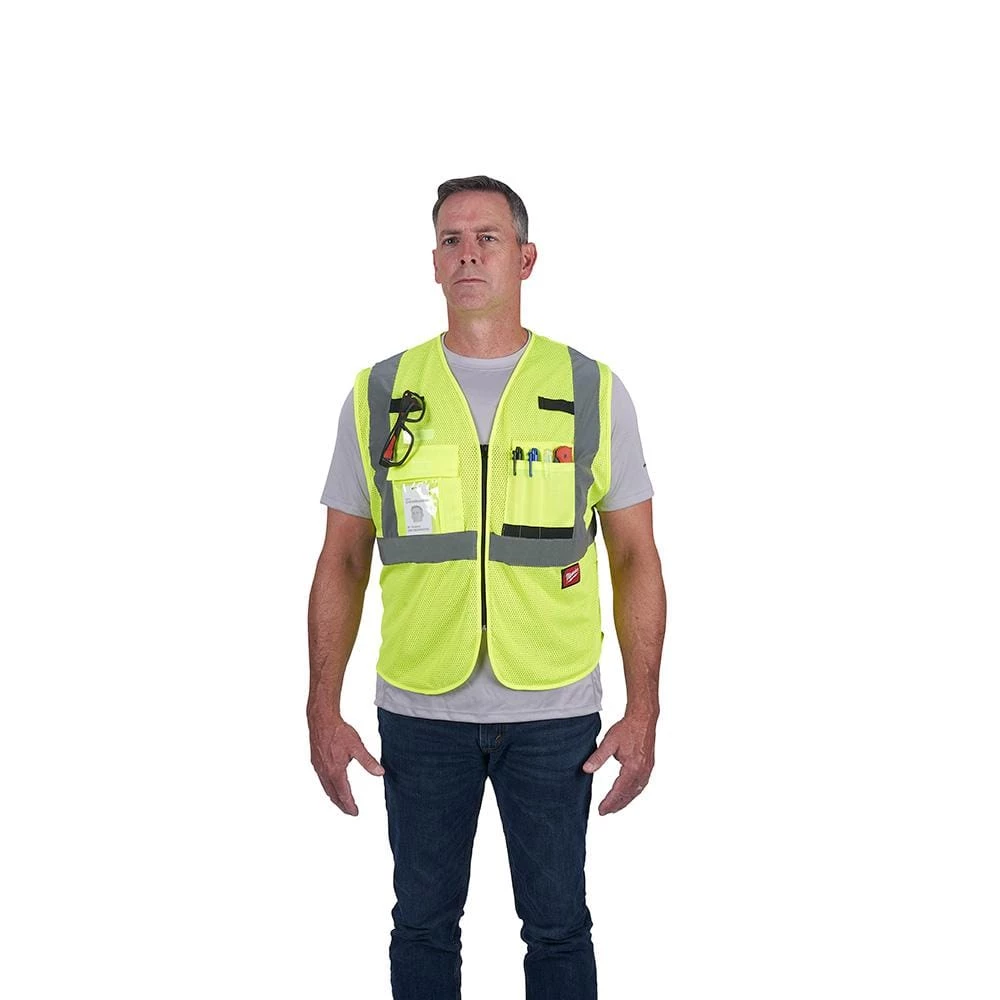 Milwaukee 4X-Large/5X-Large Yellow Class 2 Polyester Mesh High Visibility Safety Vest with 9-Pockets 9 Milwaukee 4X-Large/5X-Large Yellow Class 2 Polyester Mesh High Visibility Safety Vest with 9-Pockets - Image 9
