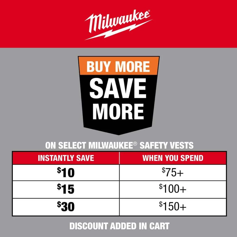 Milwaukee 4X-Large/5X-Large Yellow Class 2 Polyester Mesh High Visibility Safety Vest with 9-Pockets 2 Milwaukee 4X-Large/5X-Large Yellow Class 2 Polyester Mesh High Visibility Safety Vest with 9-Pockets - Image 2