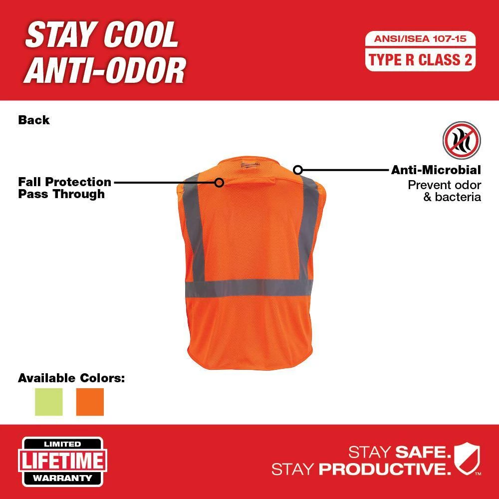 Milwaukee Small/Medium Orange Class 2 Mesh High Visibility Safety Vest with 9-Pockets (4-Pack) 3 Milwaukee Small/Medium Orange Class 2 Mesh High Visibility Safety Vest with 9-Pockets (4-Pack) - Image 3