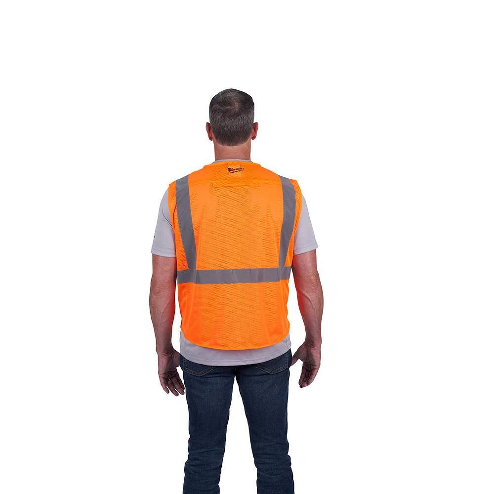 Milwaukee Small/Medium Orange Class 2 Mesh High Visibility Safety Vest with 9-Pockets (4-Pack) 8 Milwaukee Small/Medium Orange Class 2 Mesh High Visibility Safety Vest with 9-Pockets (4-Pack) - Image 8