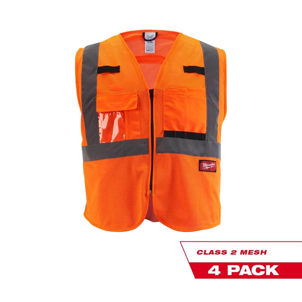Milwaukee Small/Medium Orange Class 2 Mesh High Visibility Safety Vest with 9-Pockets (4-Pack) 1 Milwaukee Small/Medium Orange Class 2 Mesh High Visibility Safety Vest with 9-Pockets (4-Pack)