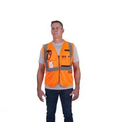 Milwaukee Large/X-Large Orange Class-2 Polyester Mesh High Visibility Safety Vest with 9-Pockets -Safety Equipment Sales milwaukee safety vests 48 73 5116 1f 1000