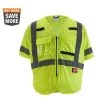 Milwaukee Large/X-Large Yellow Class 3 Mesh High Visibility Safety Vest with 9-Pockets and Sleeves