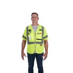 Milwaukee 4X-Large/5X-Large Yellow Class 3 Mesh High Visibility Safety Vest with 9-Pockets and Sleeves -Safety Equipment Sales milwaukee safety vests 48 73 5134 1f 1000
