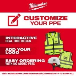 Milwaukee 4X-Large/5X-Large Yellow Class 3 Mesh High Visibility Safety Vest with 9-Pockets and Sleeves -Safety Equipment Sales milwaukee safety vests 48 73 5134 40 1000