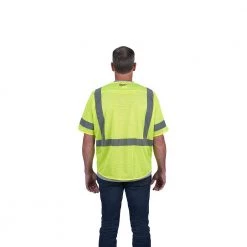 Milwaukee 4X-Large/5X-Large Yellow Class 3 Mesh High Visibility Safety Vest with 9-Pockets and Sleeves -Safety Equipment Sales milwaukee safety vests 48 73 5134 44 1000