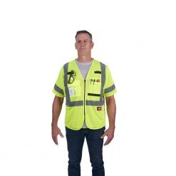 Milwaukee 4X-Large/5X-Large Yellow Class 3 Mesh High Visibility Safety Vest with 9-Pockets and Sleeves -Safety Equipment Sales milwaukee safety vests 48 73 5134 4f 1000