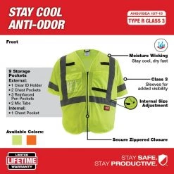 Milwaukee 4X-Large/5X-Large Yellow Class 3 Mesh High Visibility Safety Vest with 9-Pockets and Sleeves -Safety Equipment Sales milwaukee safety vests 48 73 5134 a0 1000