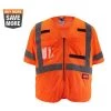 Milwaukee Large/X-Large Orange Class-3 Mesh High Visibility Safety Vest with 9-Pockets and Sleeves