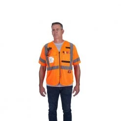 Milwaukee 2X-Large/3X-Large Orange Class 3 Mesh High Visibility Safety Vest with 9-Pockets and Sleeves -Safety Equipment Sales milwaukee safety vests 48 73 5137 1f 1000