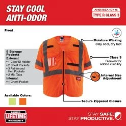 Milwaukee 2X-Large/3X-Large Orange Class 3 Mesh High Visibility Safety Vest with 9-Pockets and Sleeves -Safety Equipment Sales milwaukee safety vests 48 73 5137 a0 1000