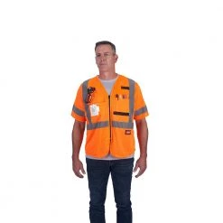 Milwaukee 4X-Large/5X-Large Orange Class-3 Mesh High Visibility Safety Vest with 9-Pockets and Sleeves -Safety Equipment Sales milwaukee safety vests 48 73 5138 4f 1000