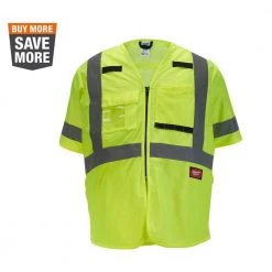 Milwaukee Large/X-Large Yellow Class 3 High Visibility Safety Vest with 10-Pockets and Sleeves