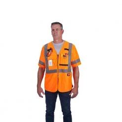 Milwaukee Large/X-Large Orange Class 3 High Visibility Safety Vest with 10-Pockets and Sleeves -Safety Equipment Sales milwaukee safety vests 48 73 5146 4f 1000