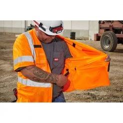 Milwaukee Large/X-Large Orange Class 3 High Visibility Safety Vest with 10-Pockets and Sleeves -Safety Equipment Sales milwaukee safety vests 48 73 5146 77 1000