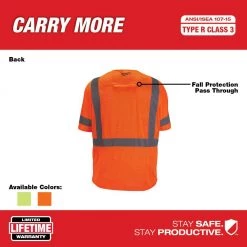 Milwaukee Large/X-Large Orange Class 3 High Visibility Safety Vest with 10-Pockets and Sleeves -Safety Equipment Sales milwaukee safety vests 48 73 5146 a0 1000