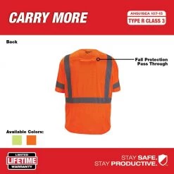 Milwaukee 4X-Large/5X-Large Orange Class-3 High Visibility Safety Vest with 10-Pockets and Sleeves -Safety Equipment Sales milwaukee safety vests 48 73 5148 a0 1000
