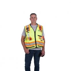 Milwaukee Small/Medium Yellow Class 2 Surveyor's High Visibility Safety Vest with 27-Pockets -Safety Equipment Sales milwaukee safety vests 48 73 5161 4f 1000