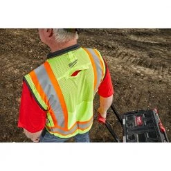 Milwaukee Large/X-Large Yellow Class 2 Surveyor's High Visibility Safety Vest with 27-Pockets -Safety Equipment Sales milwaukee safety vests 48 73 5162 c3 1000
