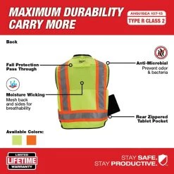 Milwaukee 4X-Large/5X-Large Yellow Class 2 Surveyor's High Visibility Safety Vest with 27-Pockets -Safety Equipment Sales milwaukee safety vests 48 73 5164 1d 1000