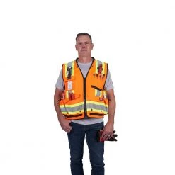 Milwaukee Small/Medium Orange Class-2 Surveyor's High Visibility Safety Vest with 27-Pockets -Safety Equipment Sales milwaukee safety vests 48 73 5165 4f 1000
