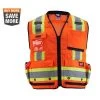 Milwaukee Small/Medium Orange Class-2 Surveyor's High Visibility Safety Vest with 27-Pockets