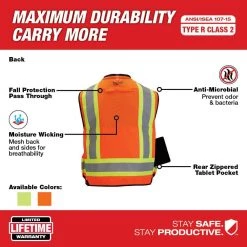 Milwaukee 2X-Large/3X-Large Orange Class 2 Surveyor's High Visibility Safety Vest with 27-Pockets -Safety Equipment Sales milwaukee safety vests 48 73 5167 1d 1000