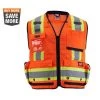 Milwaukee 4X-Large/5X-Large Orange Class-2 Surveyor's High Visibility Safety Vest with 27-Pockets