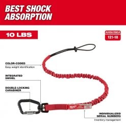 Milwaukee 10 lbs. Locking Tool Lanyard 12 Milwaukee 10 lbs. Locking Tool Lanyard -Safety Equipment Sales milwaukee tool lanyards 48 22 8810 40 1000