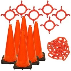 Mr. Chain 28 in. Traffic Cone and Chain Kit Orange