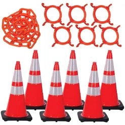 Mr. Chain 28 in. Traffic Orange Reflective Cone and Chain Kit