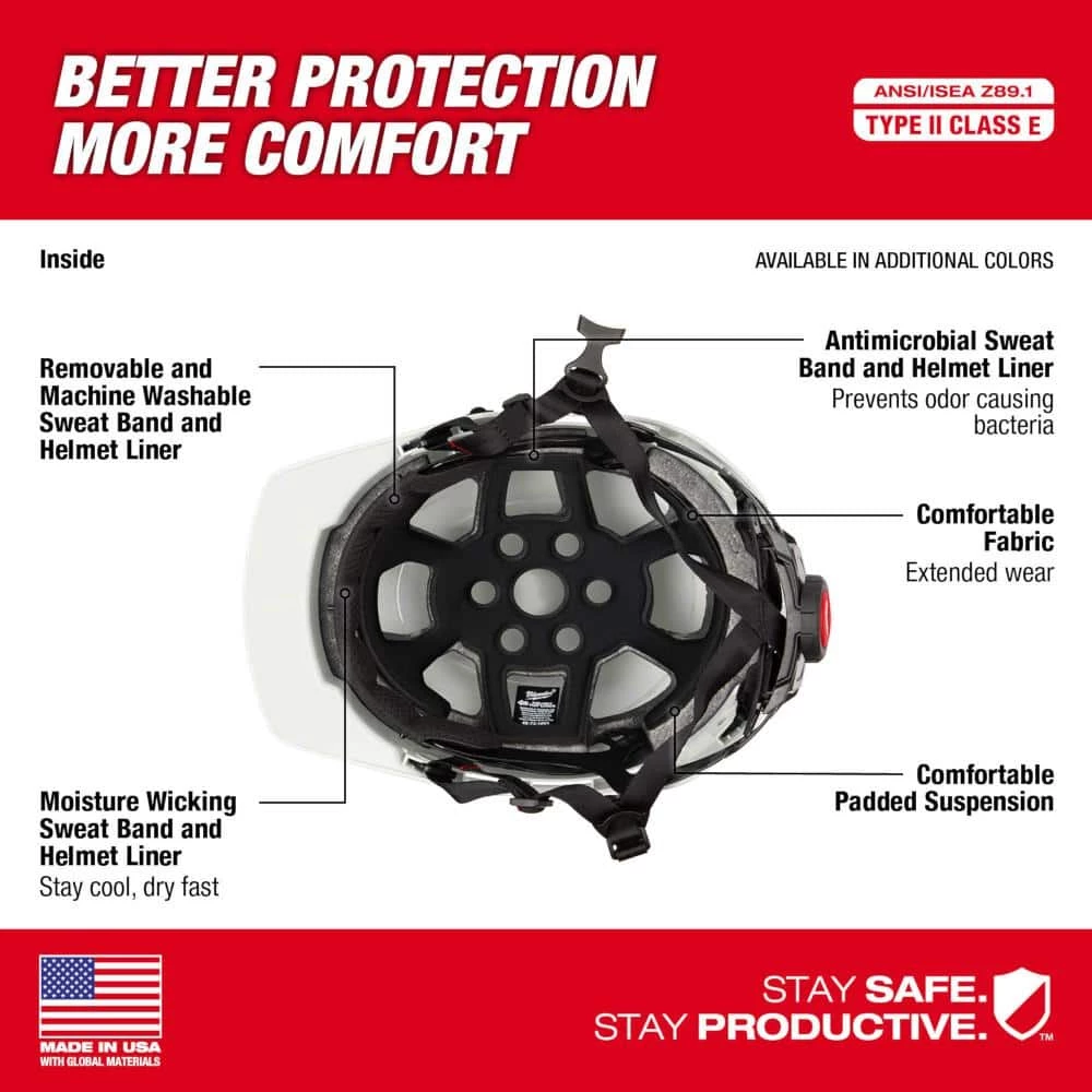 Milwaukee BOLT Red Type 2 Class E Front Brim Non-Vented Safety Helmet 4 Milwaukee BOLT Red Type 2 Class E Front Brim Non-Vented Safety Helmet - Image 4