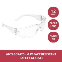 Safe Handler Hyline Safety Glasses : Clear, Ansi Z87.1, Impact Resistant, Anti-Scratch, 12-Pairs (1 Box)