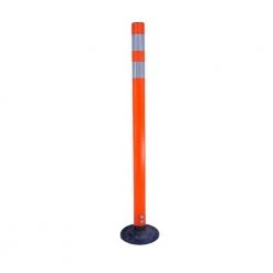 Three D Traffic Works 42 in. Orange Round Delineator Post with High-Intensity White Band and Base