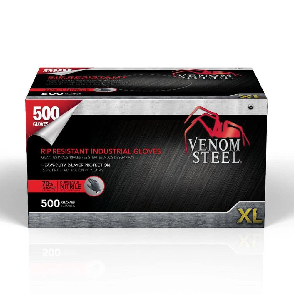 Venom Steel X-Large Black Nitrile Gloves 2 Venom Steel X-Large Black Nitrile Gloves - Image 2