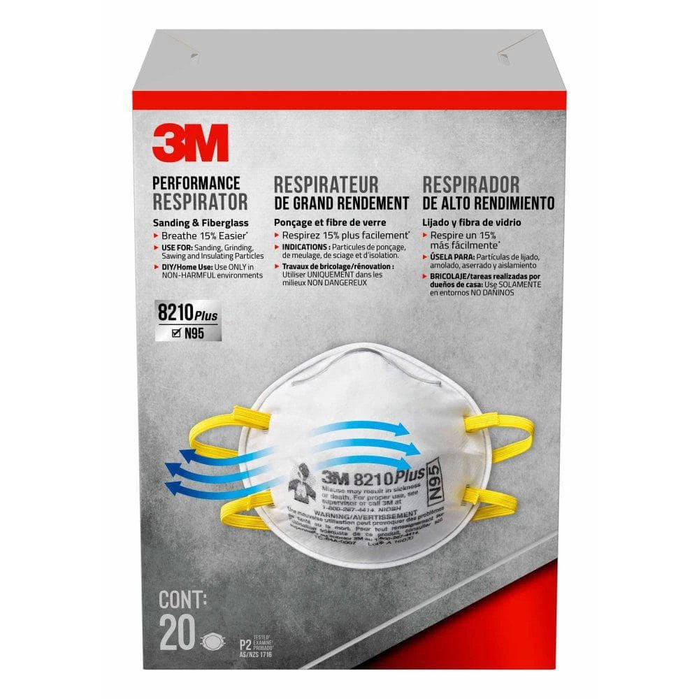 3M 8210 Plus N95 Performance Sanding and Fiberglass Disposable Respirator (20-Pack) 2 3M 8210 Plus N95 Performance Sanding and Fiberglass Disposable Respirator (20-Pack) - Image 2