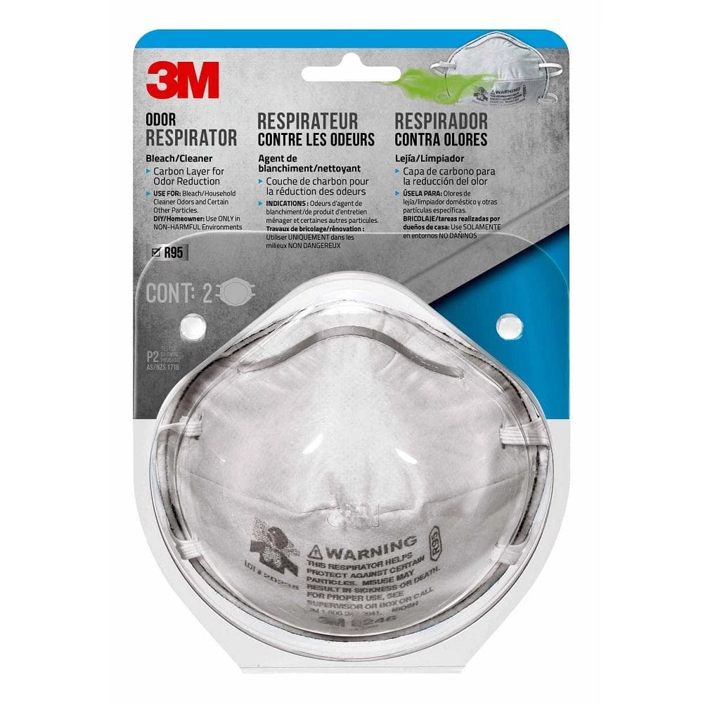 3M 8246 R95 Household Bleach and Cleaner Odor Disposable Respirator Mask (2-Pack) 2 3M 8246 R95 Household Bleach and Cleaner Odor Disposable Respirator Mask (2-Pack) - Image 2