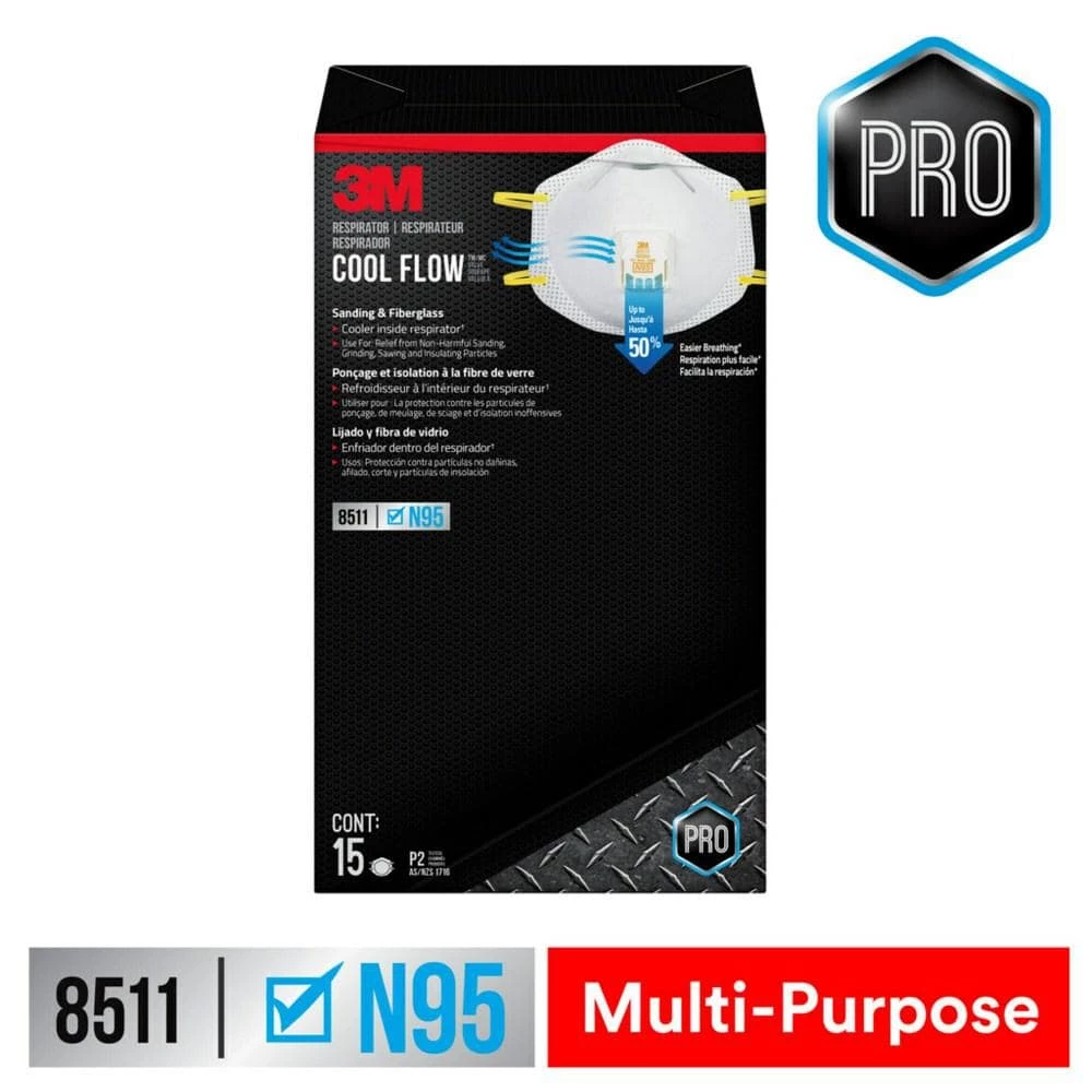 3M 8511 N95 Sanding and Fiberglass Respirator with Cool Flow Valve (15-Pack) 2 3M 8511 N95 Sanding and Fiberglass Respirator with Cool Flow Valve (15-Pack) - Image 2